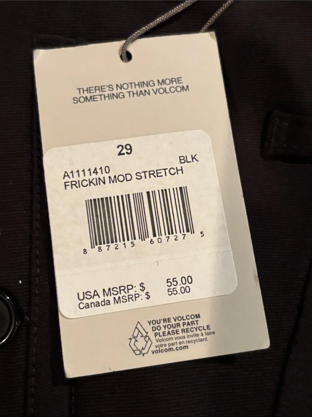 2 pairs of Volcom Men's Chinos in Black & Khaki